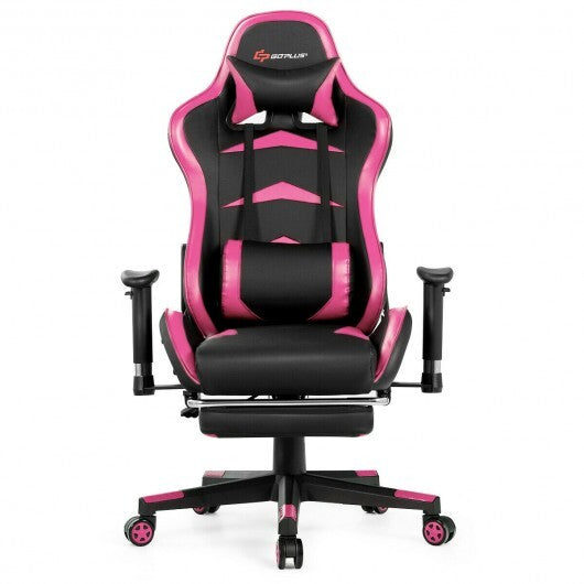 Massage Gaming Chair with Footrest-Pink LuxuryLifeWay Online Store