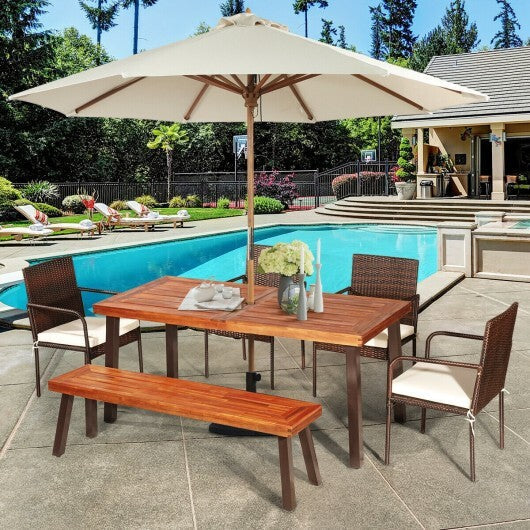 Rectangular Acacia Wood Rustic Dining Furniture Table LuxuryLifeWay Online Store