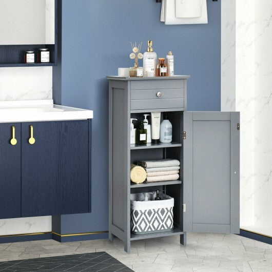 Wooden Storage Free-Standing Floor Cabinet with Drawer and Shelf-Gray - Color: Gray LuxuryLifeWay Online Store