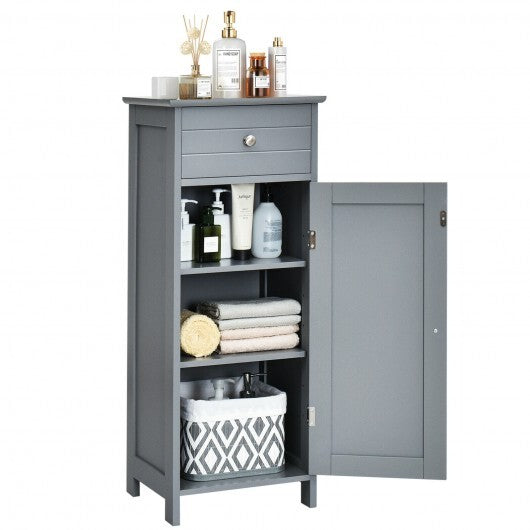 Wooden Storage Free-Standing Floor Cabinet with Drawer and Shelf-Gray - Color: Gray LuxuryLifeWay Online Store