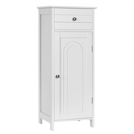 Wooden Storage Free-Standing Floor Cabinet with Drawer and Shelf-White - Color: White LuxuryLifeWay Online Store
