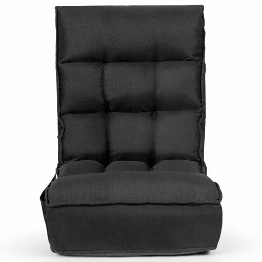 4-Position Adjustable Floor Chair Folding Lazy Sofa-Gray