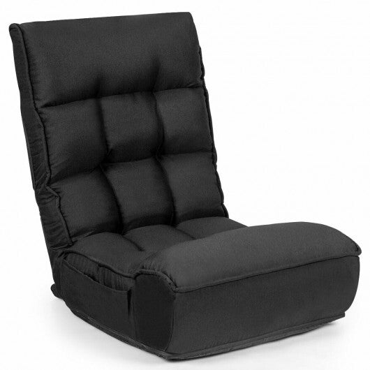 4-Position Adjustable Floor Chair Folding Lazy Sofa-Gray
