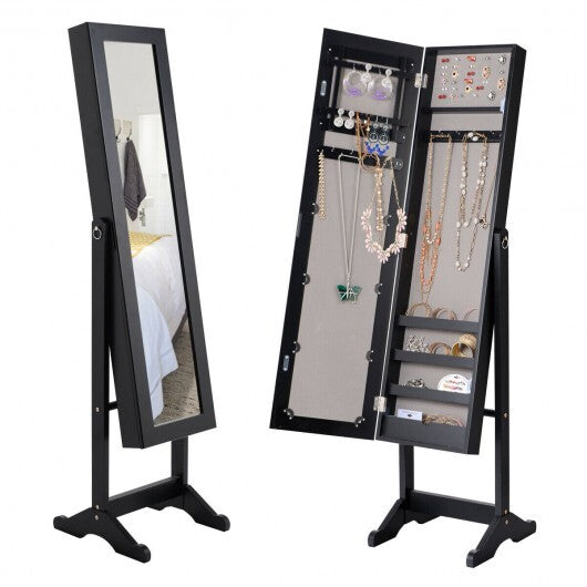 Mirrored Standing Jewelry Cabinet Storage Box-Black LuxuryLifeWay Online Store
