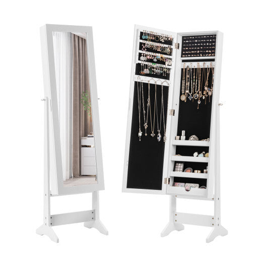 Mirrored Standing Jewelry Cabinet Storage Box-White - Color: White LuxuryLifeWay Online Store