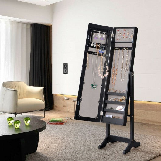 Mirrored Standing Jewelry Cabinet Storage Box-Black LuxuryLifeWay Online Store