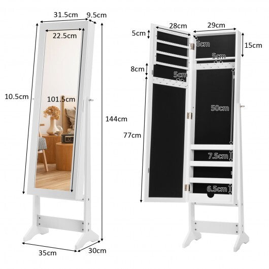 Mirrored Standing Jewelry Cabinet Storage Box-Black LuxuryLifeWay Online Store