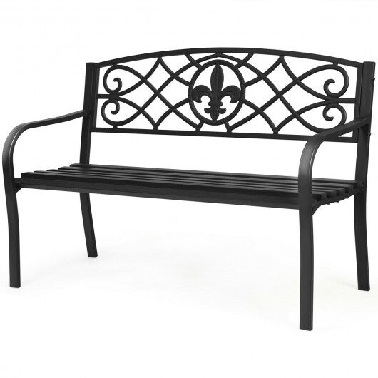 50 Inch Patio Heavy-Duty Metal Garden Bench LuxuryLifeWay Online Store