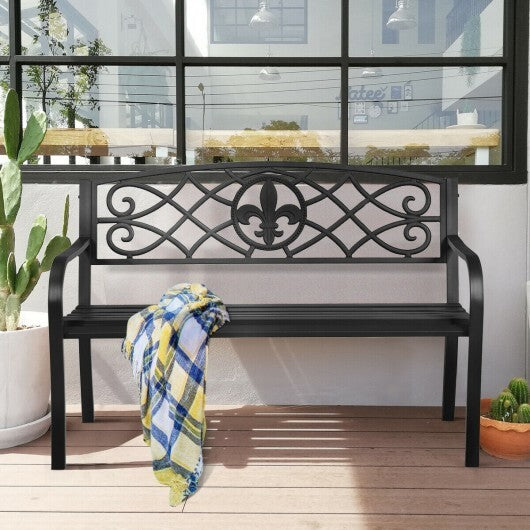 50 Inch Patio Heavy-Duty Metal Garden Bench LuxuryLifeWay Online Store