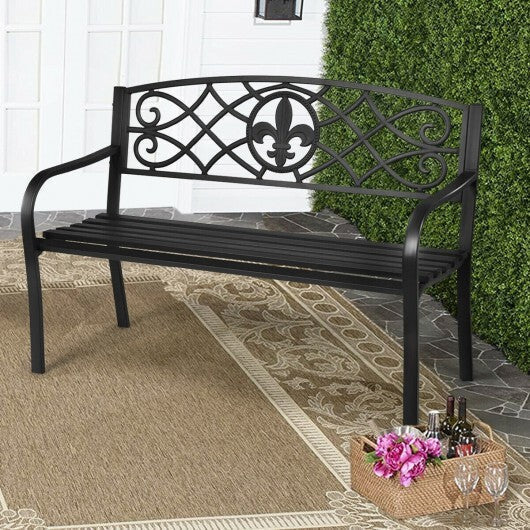 50 Inch Patio Heavy-Duty Metal Garden Bench LuxuryLifeWay Online Store