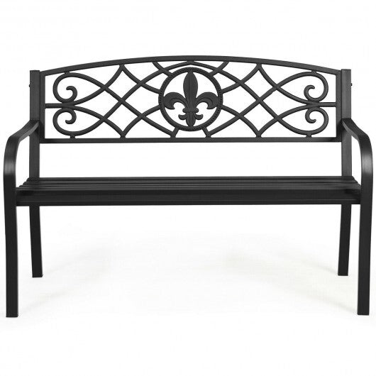 50 Inch Patio Heavy-Duty Metal Garden Bench LuxuryLifeWay Online Store