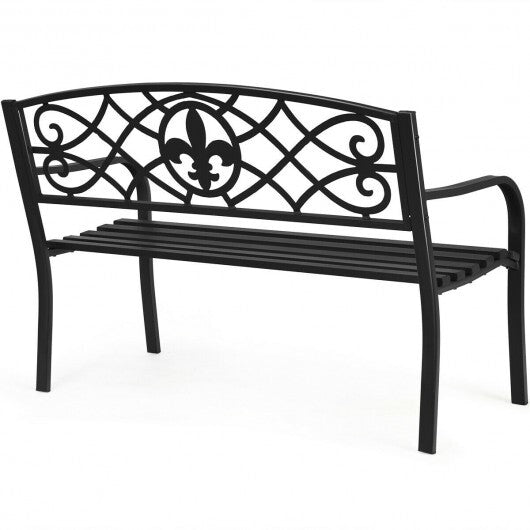50 Inch Patio Heavy-Duty Metal Garden Bench LuxuryLifeWay Online Store