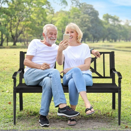 Patio Garden Bench with Powder Coated Steel Frame LuxuryLifeWay Online Store