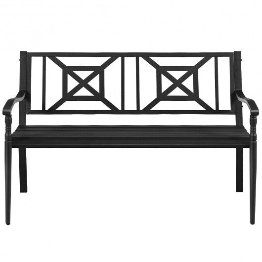 Patio Garden Bench with Powder Coated Steel Frame - Color: Black LuxuryLifeWay Online Store