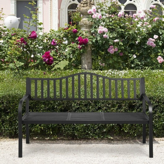 Patio Garden Bench Steel Frame with Adjustable Center Table LuxuryLifeWay Online Store