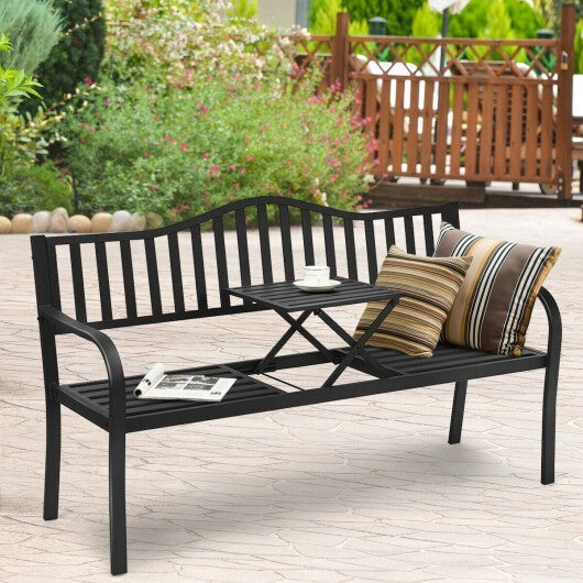 Patio Garden Bench Steel Frame with Adjustable Center Table LuxuryLifeWay Online Store
