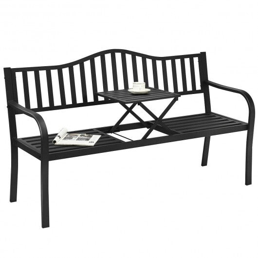 Patio Garden Bench Steel Frame with Adjustable Center Table LuxuryLifeWay Online Store
