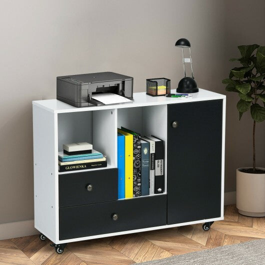 Lateral Mobile Filing Cabinet with 2 Drawers-Black - Color: Black LuxuryLifeWay Online Store