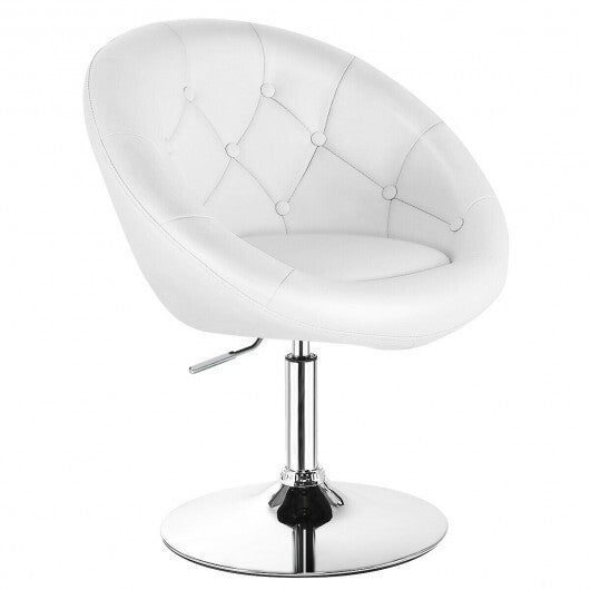 1 Piece Modern Adjustable Swivel Round PU Leather Chair-Black LuxuryLifeWay Online Store