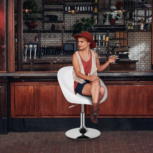 1 Piece Modern Adjustable Swivel Round PU Leather Chair-Black LuxuryLifeWay Online Store