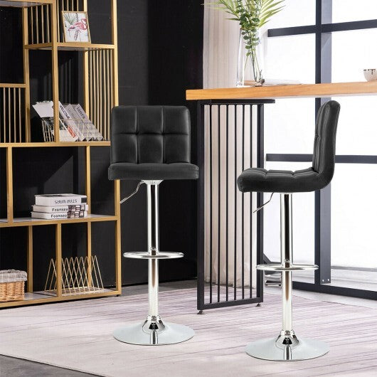 Adjustable Swivel Bar Stool with PU Leather-Black - Color: Black LuxuryLifeWay Online Store