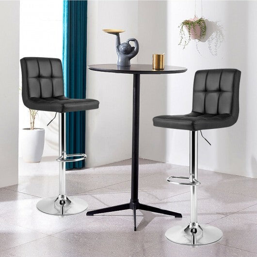 Adjustable Swivel Bar Stool with PU Leather-Black - Color: Black LuxuryLifeWay Online Store