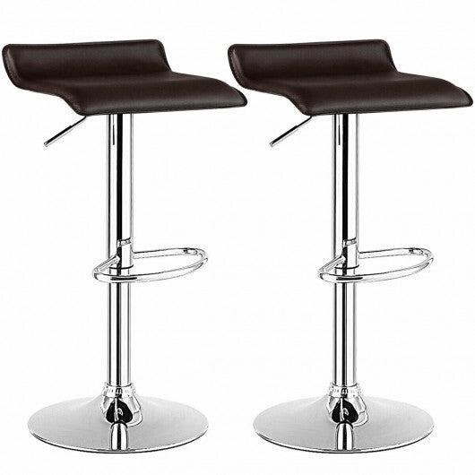 Set of 2 Adjustable PU Leather Backless Bar Stools-Black LuxuryLifeWay Online Store