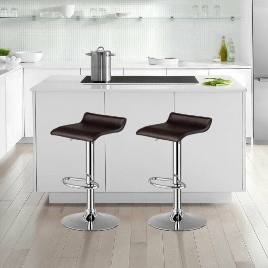 Set of 2 Adjustable PU Leather Backless Bar Stools-Black LuxuryLifeWay Online Store
