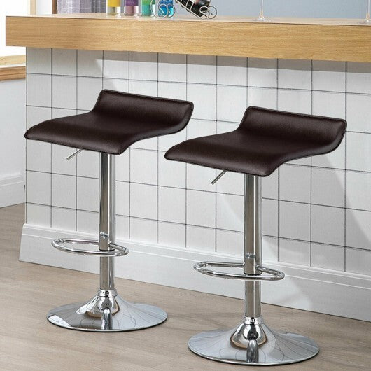 Set of 2 Adjustable PU Leather Backless Bar Stools-Black LuxuryLifeWay Online Store