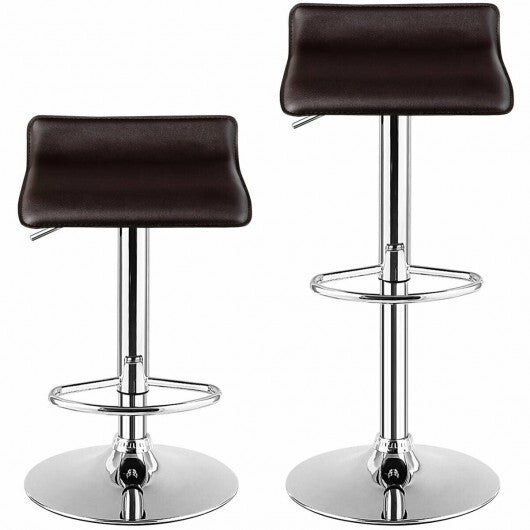Set of 2 Adjustable PU Leather Backless Bar Stools-Black LuxuryLifeWay Online Store