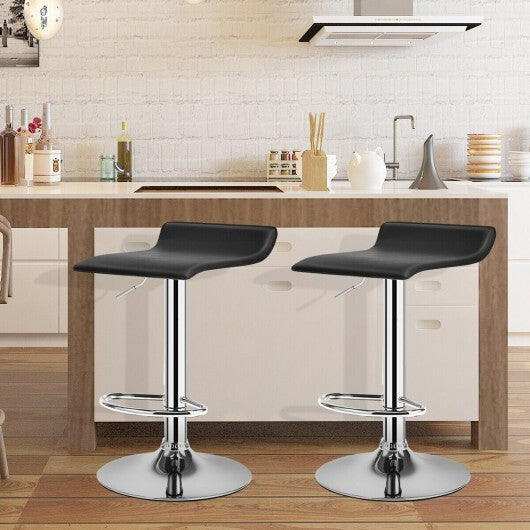 Set of 2 Adjustable PU Leather Backless Bar Stools-Black LuxuryLifeWay Online Store