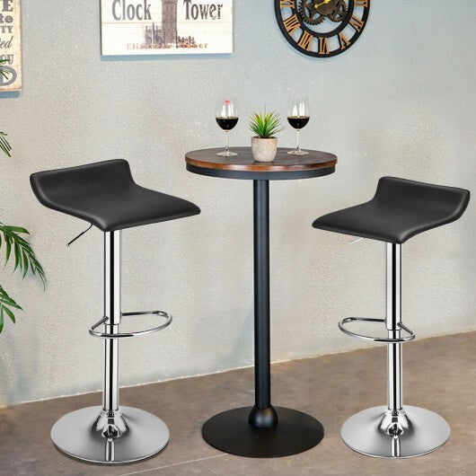 Set of 2 Adjustable PU Leather Backless Bar Stools-Black LuxuryLifeWay Online Store