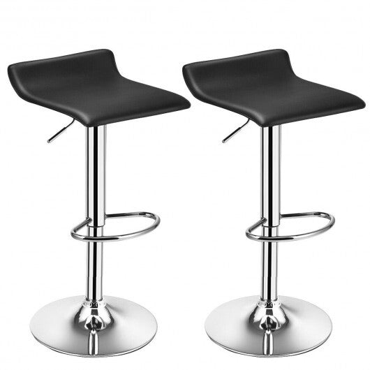 Set of 2 Adjustable PU Leather Backless Bar Stools-Black LuxuryLifeWay Online Store