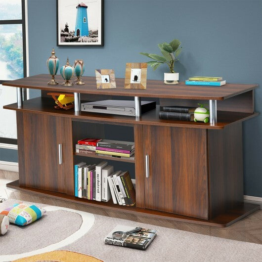 63 Inch TV Entertainment Console Center with 2 Cabinets-Walnut LuxuryLifeWay Online Store