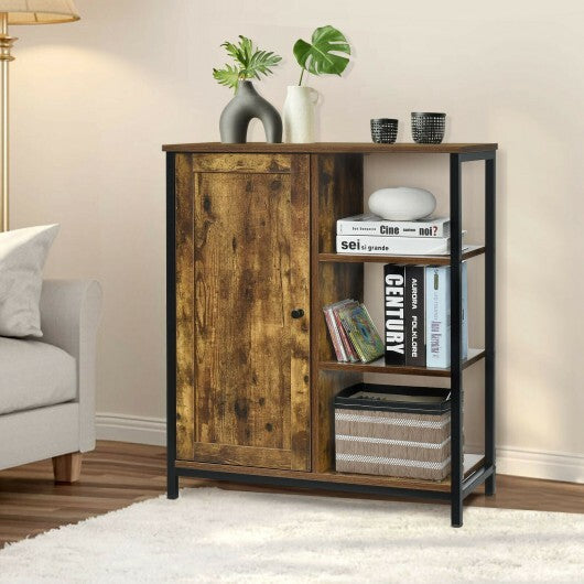Multipurpose Freestanding Storage Cabinet with 3 Open Shelves and Doors LuxuryLifeWay Online Store