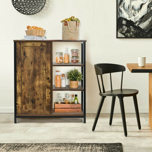 Multipurpose Freestanding Storage Cabinet with 3 Open Shelves and Doors LuxuryLifeWay Online Store
