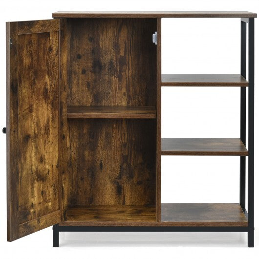 Multipurpose Freestanding Storage Cabinet with 3 Open Shelves and Doors LuxuryLifeWay Online Store