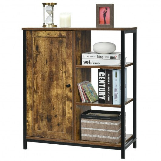 Multipurpose Freestanding Storage Cabinet with 3 Open Shelves and Doors LuxuryLifeWay Online Store