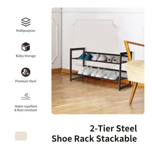 2/3/4 Tiers Flat and Slant Metal Shoe Rack for Entryway Hallway-4-Tier LuxuryLifeWay Online Store