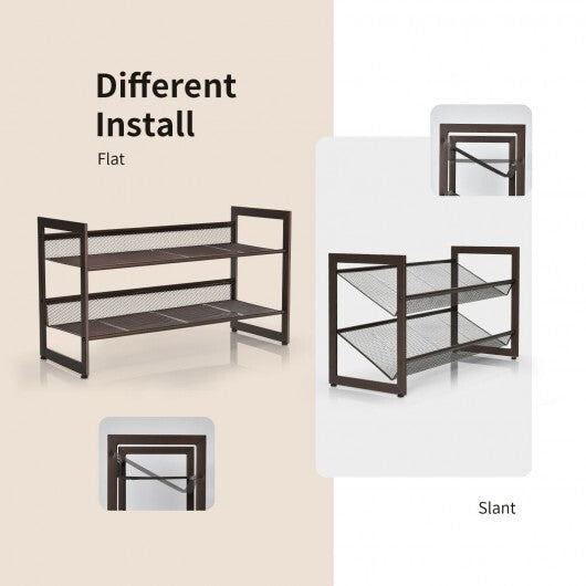 2/3/4 Tiers Flat and Slant Metal Shoe Rack for Entryway Hallway-4-Tier LuxuryLifeWay Online Store