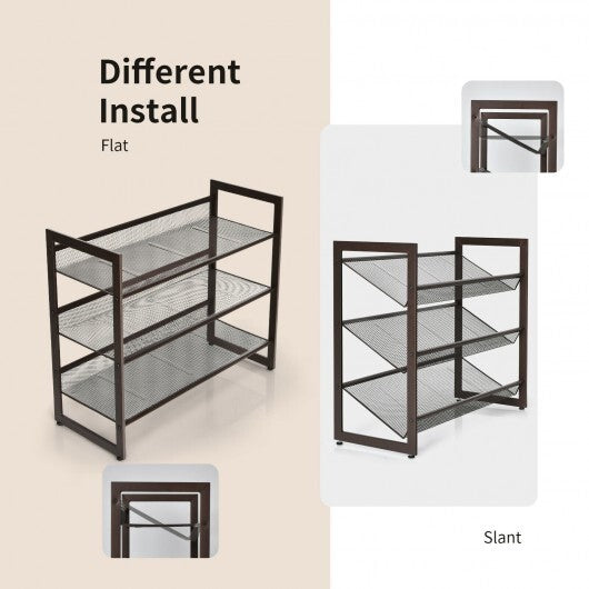 2/3/4 Tiers Flat and Slant Metal Shoe Rack for Entryway Hallway-4-Tier LuxuryLifeWay Online Store