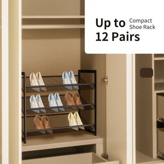 2/3/4 Tiers Flat and Slant Metal Shoe Rack for Entryway Hallway-4-Tier LuxuryLifeWay Online Store