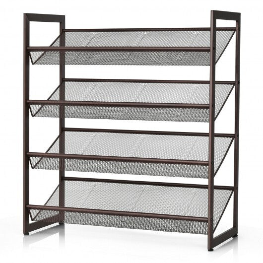 2/3/4 Tiers Flat and Slant Metal Shoe Rack for Entryway Hallway-4-Tier LuxuryLifeWay Online Store