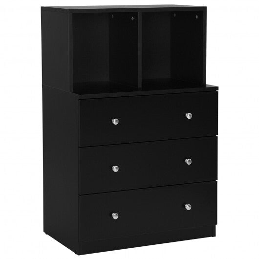 3 Drawer Dresser with Cubbies Storage Chest for Bedroom Living Room-Black LuxuryLifeWay Online Store