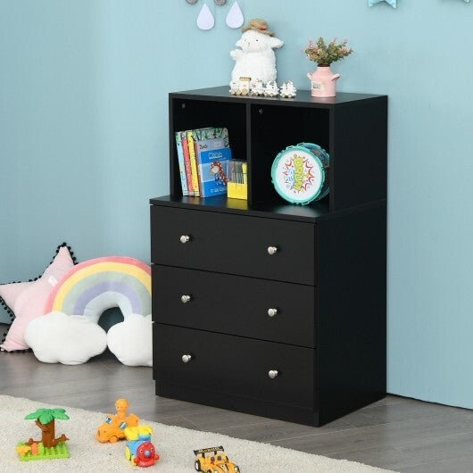 3 Drawer Dresser with Cubbies Storage Chest for Bedroom Living Room-Black LuxuryLifeWay Online Store