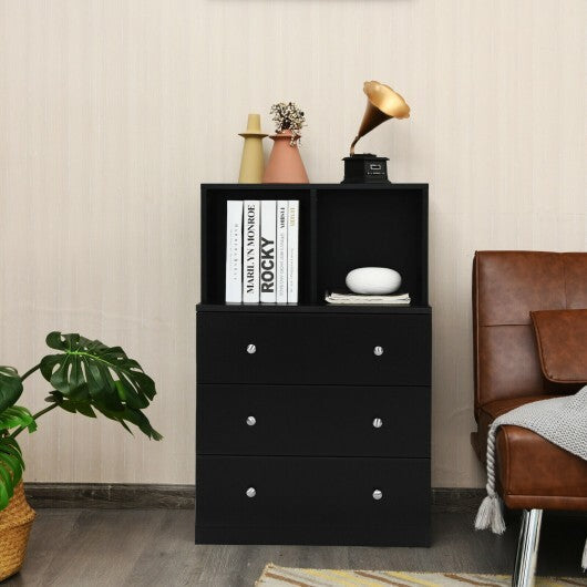 3 Drawer Dresser with Cubbies Storage Chest for Bedroom Living Room-Black LuxuryLifeWay Online Store