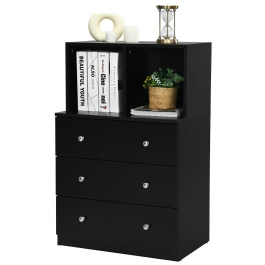 3 Drawer Dresser with Cubbies Storage Chest for Bedroom Living Room-Black LuxuryLifeWay Online Store