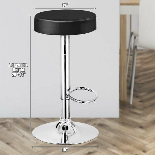 Set of 2 Adjustable Round PU Leather Swivel Barstool with Chrome Footrest-White LuxuryLifeWay Online Store
