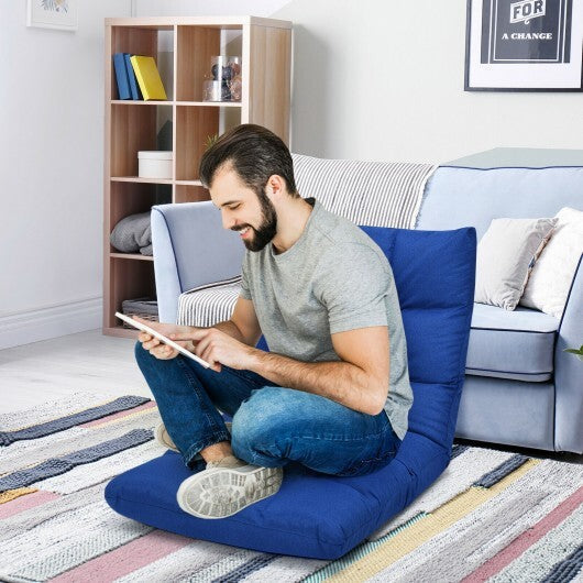 14-Position Adjustable Folding Lazy Gaming Sofa-Blue - Color: Blue LuxuryLifeWay Online Store