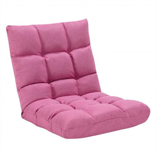 14-Position Adjustable Folding Lazy Gaming Sofa-Pink - Color: Pink LuxuryLifeWay Online Store